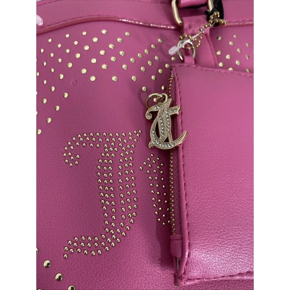 Juicy Couture Lovely Day Tote Crossbody Shoulder Bag Leather Purse Wallet Pink